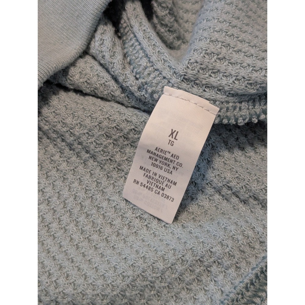 Aerie Lounge Set Womens Sz XL 2 Pc Waffle Knit Hoodie & Joggers Blue Comfort - Picture 5 of 11